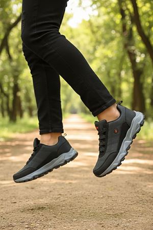 Boy Uzatan Gizli Topuk Füme Siyah Outdoor Trekking Erkek Ayakkabı
