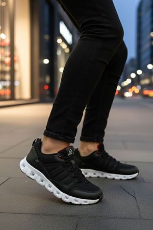 Boy Uzatan Gizli Topuk Siyah Çizgili Erkek Spor Ayakkabı