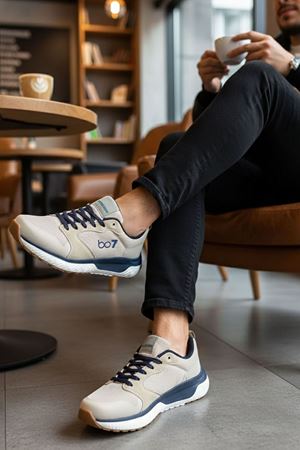 Boy Uzatan Gizli Topuk Bej Run Erkek Spor Ayakkabı