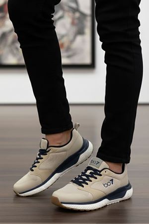 Boy Uzatan Gizli Topuk Bej Run Erkek Spor Ayakkabı