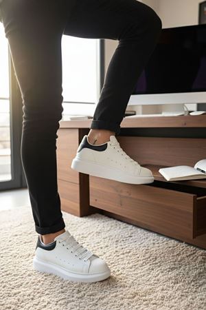 Boy Uzatan Gizli Topuk Beyaz Yüksek Taban Erkek Spor Ayakkabı