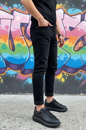 Boy Uzatan Gizli Topuk Siyah Yüksek Taban Erkek Spor Ayakkabı