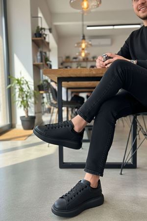 Boy Uzatan Gizli Topuk Siyah Yüksek Taban Erkek Spor Ayakkabı