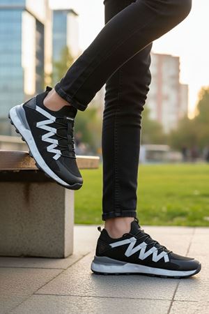 Boy Uzatan Gizli Topuk Siyah Gri Erkek Spor Ayakkabı