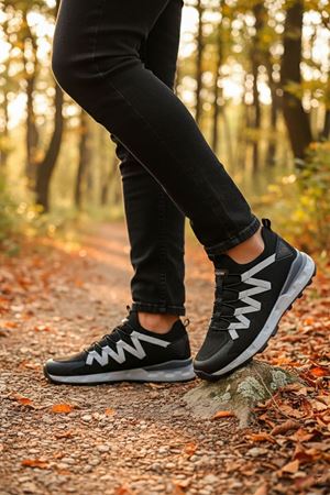 Boy Uzatan Gizli Topuk Siyah Gri Erkek Spor Ayakkabı