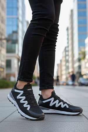 Boy Uzatan Gizli Topuk Siyah Gri Erkek Spor Ayakkabı