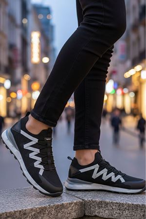 Boy Uzatan Gizli Topuk Siyah Gri Erkek Spor Ayakkabı