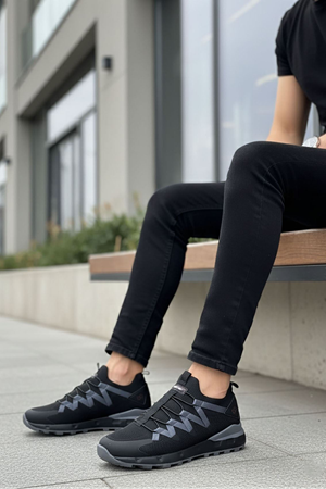 Boy Uzatan Gizli Topuk Siyah Füme Erkek Spor Ayakkabı