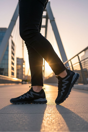 Boy Uzatan Gizli Topuk Siyah Füme Erkek Spor Ayakkabı