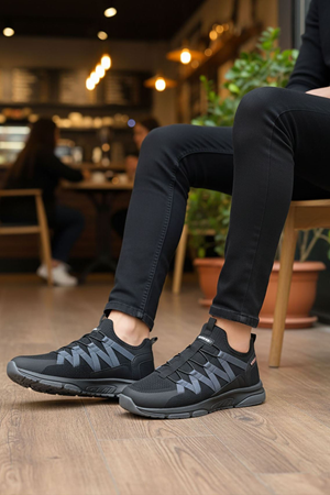 Boy Uzatan Gizli Topuk Siyah Füme Erkek Spor Ayakkabı