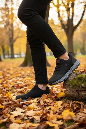 Boy Uzatan Gizli Topuk Siyah Füme Outdoor Trekking Erkek Ayakkabı