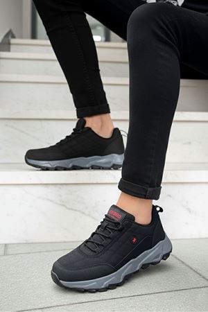 Boy Uzatan Gizli Topuk Siyah Füme Outdoor Trekking Erkek Ayakkabı
