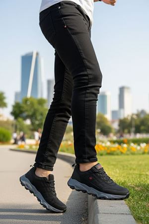Boy Uzatan Gizli Topuk Siyah Füme Outdoor Trekking Erkek Ayakkabı