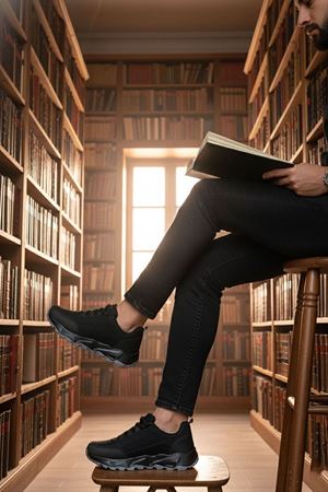 Boy Uzatan Gizli Topuk Siyah Outdoor Trekking Erkek Ayakkabı