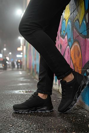 Boy Uzatan Gizli Topuk Siyah Outdoor Trekking Erkek Ayakkabı