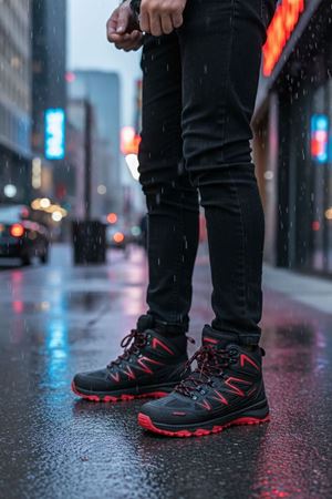 Boy Uzatan Gizli Topuk Siyah Kırmızı Erkek Outdoor Trekking Bot