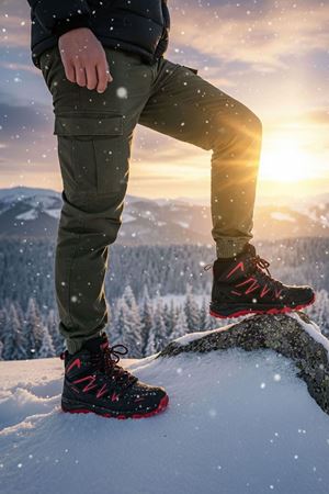 Boy Uzatan Gizli Topuk Siyah Kırmızı Erkek Outdoor Trekking Bot