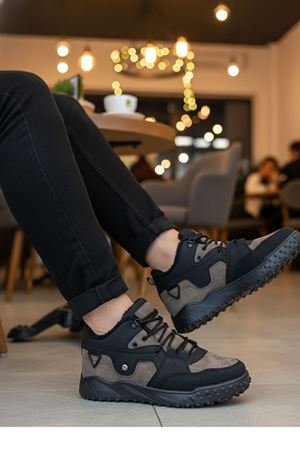 Boy Uzatan Gizli Topuk Siyah Kahve İçi Kürklü Erkek Outdoor Trekking Yarım Bot