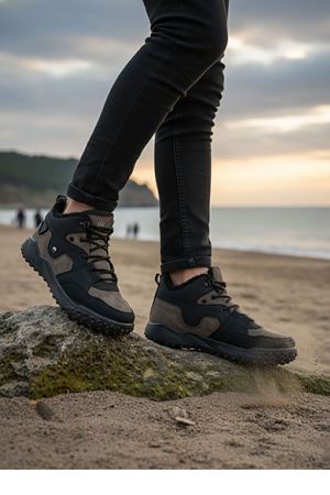 Boy Uzatan Gizli Topuk Siyah Kahve İçi Kürklü Erkek Outdoor Trekking Yarım Bot