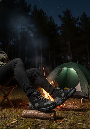 Boy Uzatan Gizli Topuk Siyah Gri İçi Kürklü Erkek Outdoor Trekking Yarım Bot