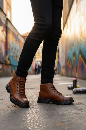 Boy Uzatan Gizli Topuk Taba Merdiven Lastikli Hakiki Deri Erkek Bot