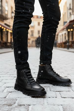 Boy Uzatan Gizli Topuk Siyah Merdiven Lastikli Hakiki Deri Erkek Bot