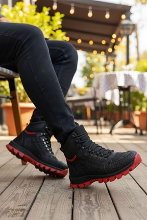 Boy Uzatan Gizli Topuk Siyah Kırmızı Hydro Su Geçirmez Erkek Outdoor Trekking Bot
