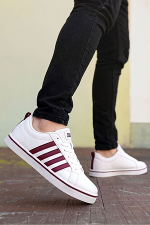 Boy Uzatan Gizli Topuk Bordo Beyaz Vento Erkek Sneaker Ayakkabı