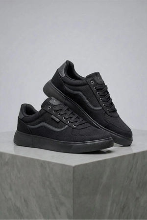 Boy Uzatan Gizli Topuk Siyah Motto Erkek Sneaker Ayakkabı