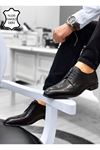 Boy Uzatan Gizli Topuk Siyah Maskaratlı İtalyan Hakiki Deri Erkek Klasik Ayakkabı