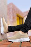 Boy Uzatan Gizli Topuk Bej Slip-On Erkek Spor Ayakkabı