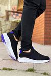 Boy Uzatan Gizli Topuk Siyah Mavi Slip-On Erkek Spor Ayakkabı