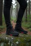 Boy Uzatan Gizli Topuk Siyah Kırmızı Outdoor Trekking Erkek Spor Bot
