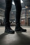Boy Uzatan Gizli Topuk Siyah Combat Gtx WaterProof Fermuarlı Bot