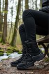 Boy Uzatan Gizli Topuk Siyah Combat Gtx WaterProof Fermuarlı Bot