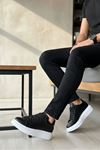 Boy Uzatan Gizli Topuk Siyah Beyaz Yüksek Taban Erkek Spor Ayakkabı